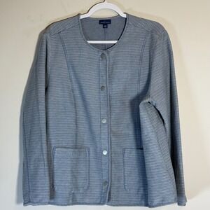 Pure Jill Indigo Patch Pocket %100 Cotton Blue Denim Snap Button Women's X-Large